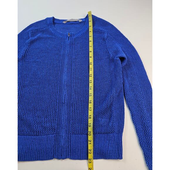 Athleta sz small mesh net see through layering full zip sweater blue EUC active - Picture 8 of 8